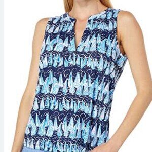 LILLY PULITZER Top Women's M Multicolor Nautical Sleeveless Sailboat Blouse
